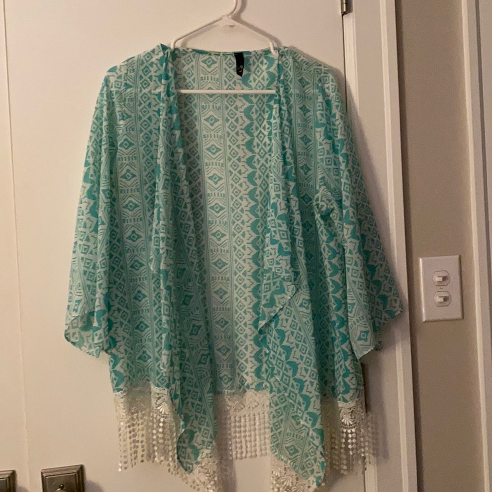 Blue & White Tribal Cardigan